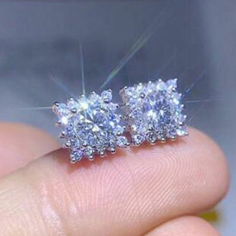 Anting Stud Cubic Zirconia Bentuk Persegi Untuk Wanita