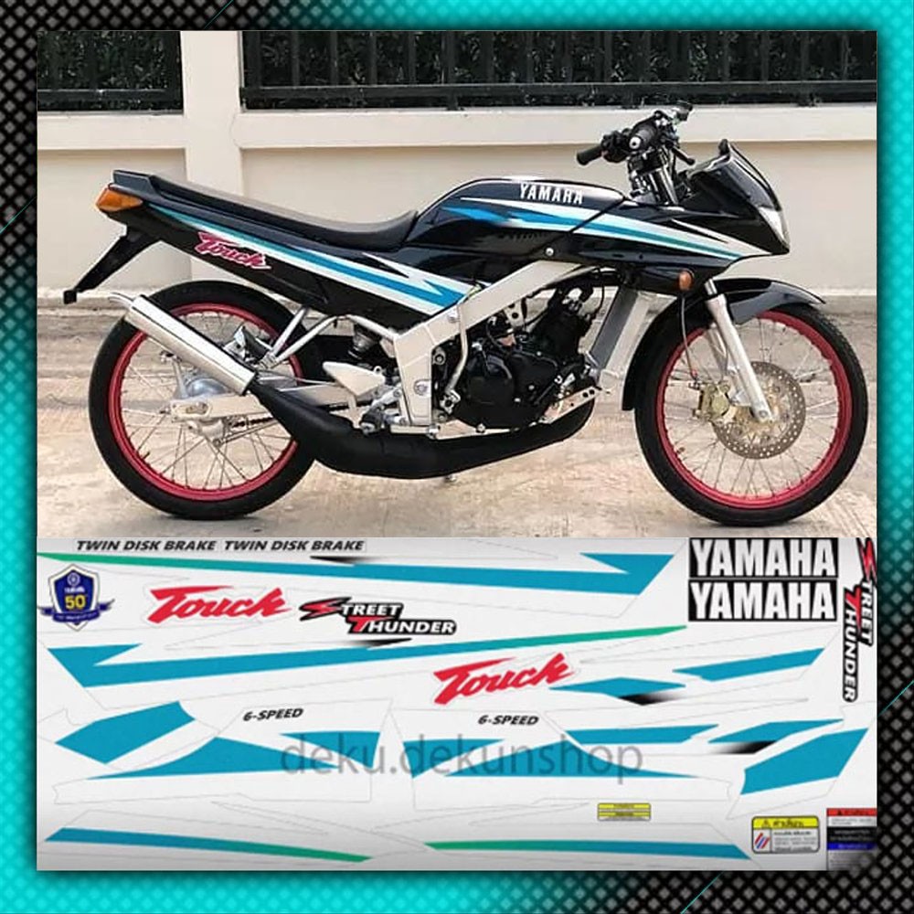 Striping Yamaha Touch Hitam Laminasi Glosy Tahan Vernis Cuting Mesin