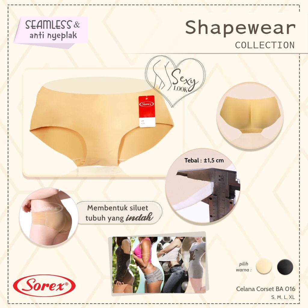 CD BUSA PANTAT SOREX BA016 - CD BUSA PENGANGKAT BOKONGMODEL SEGITIGA BAHAN SEAMLESS SIZE S M L XL - CD BOOTY SPONGE PANTS UNTUK PANTAT - ARA98STORE