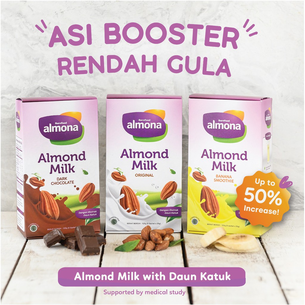 Almona Almond Milk Asi Booster Coklat/Banana/Original Extra 25%