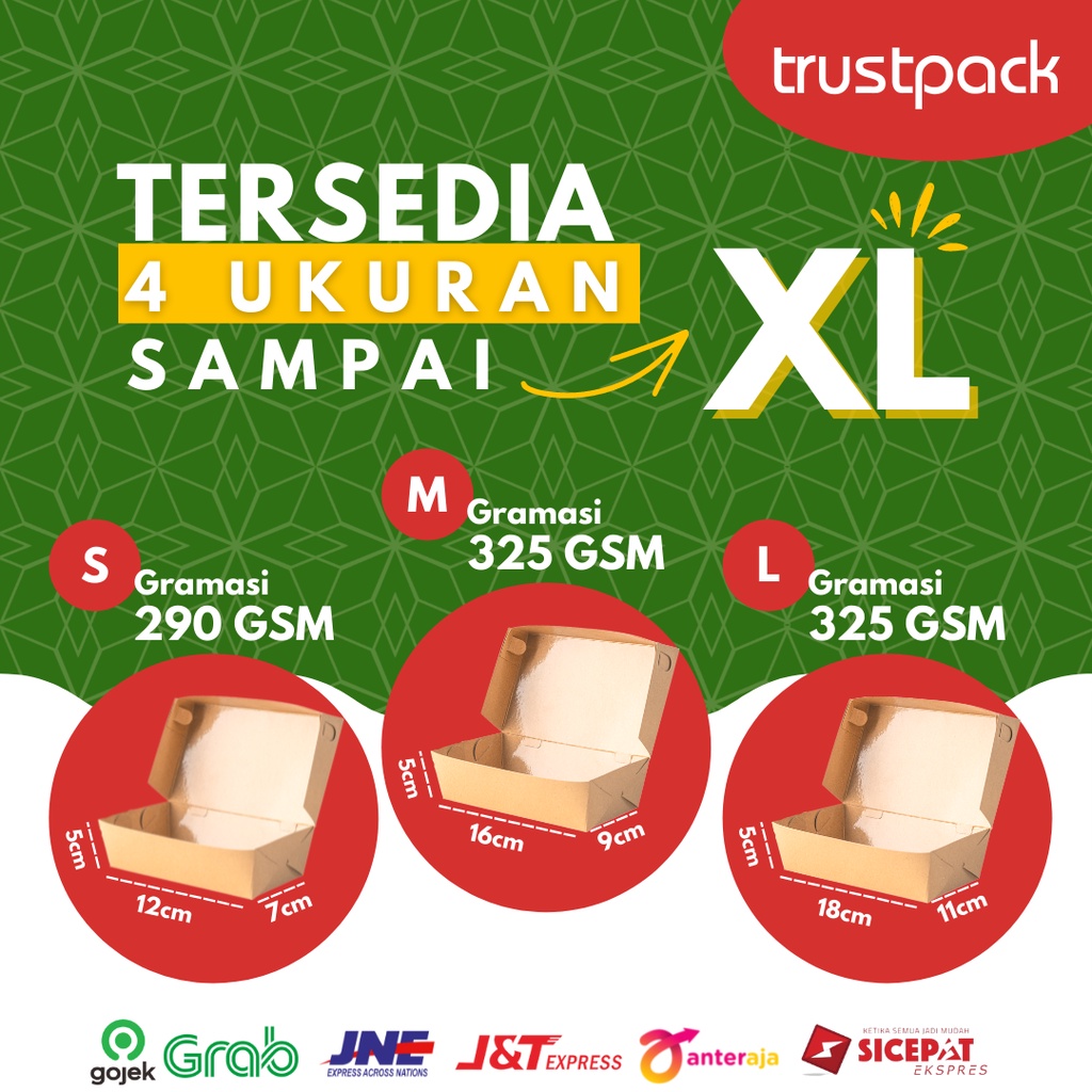 Paper Lunch Box Kraft Size XL Full Laminasi Termurah