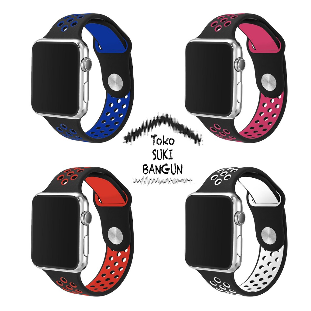 Strap Apple Watch Series 7 6 5 4 3 2 1 41mm 40mm 38mm TALI JAM Rubber SPORT BREATHABLE NEW COLOR