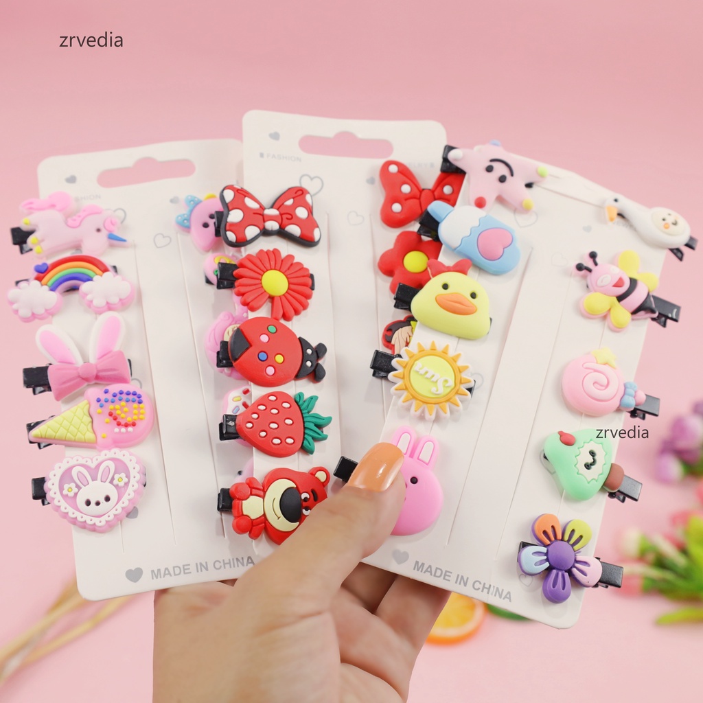 ISI 4-10 PCS - Jepit Rambut Anak Perempuan / Jepitan Kualitas Import Hair Pin Murah Lucu Balita Bayi Perempuan Karakter zrvedia