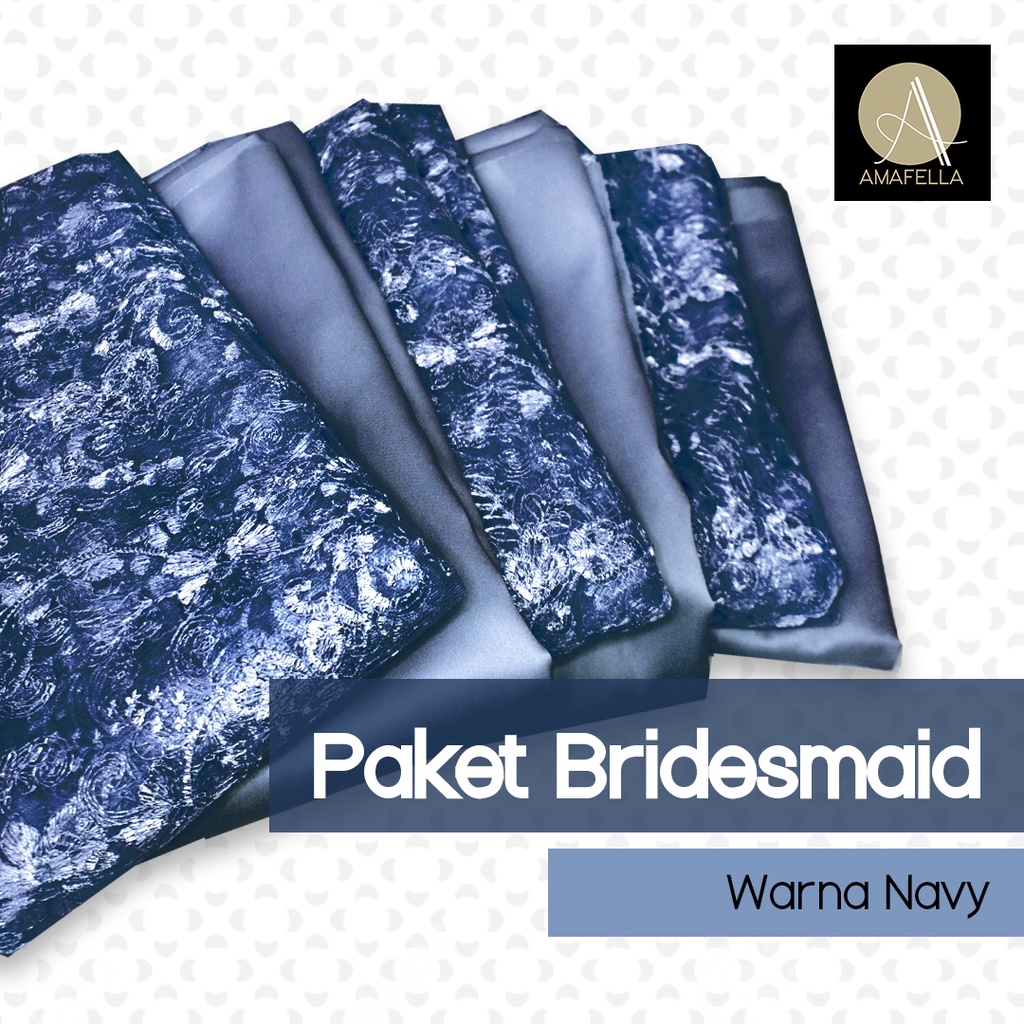 Paket Kain Bridesmaid Seragaman Premium Lamaran Keluarga Lengkap Satin Kebaya Brokat Warna Navy