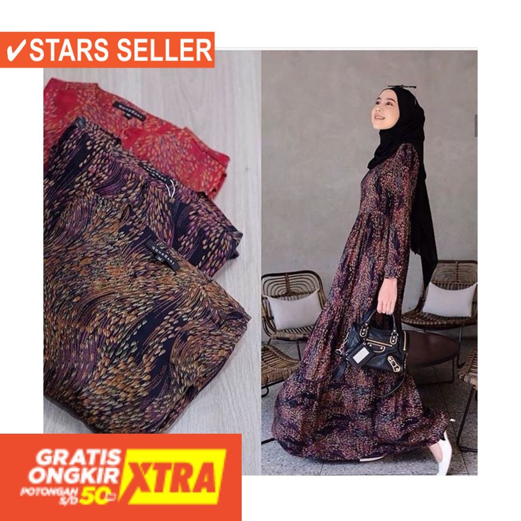 BUSANA MUSLIM PEREMPUAN FASHIONABLE CEWEK CANTIK / GONEGANI AMARA DRESS RAIN By RaNia Style