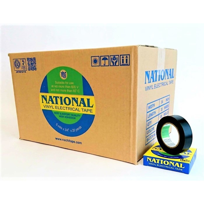 Isolasi Listrik Hitam NATIONAL besar 20 yard nasional vynil isolasi goldtape kabel selotip listrik