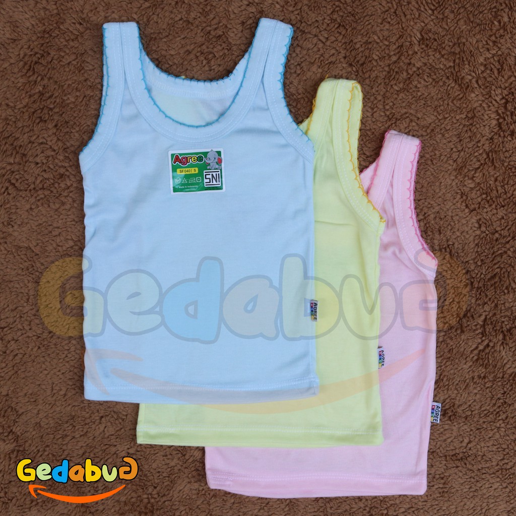 3 Pcs - Singlet Agree Warna SF 040  Pakaian kaos dalam anak agree halus - gedabug