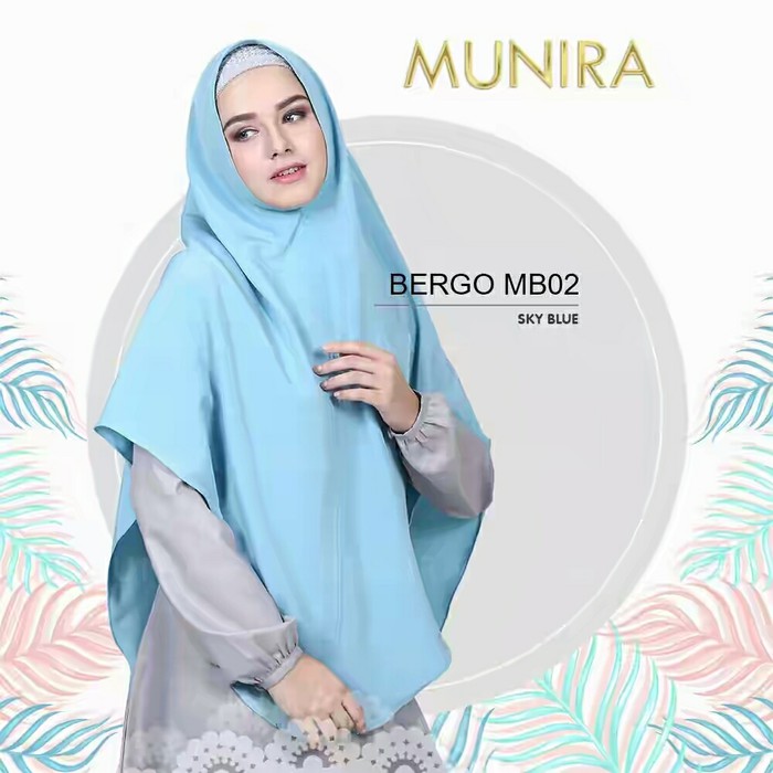 Munira Bergo MB 02 Sky Blue/ Biru Langit Hijab Instan Bahan Sahara