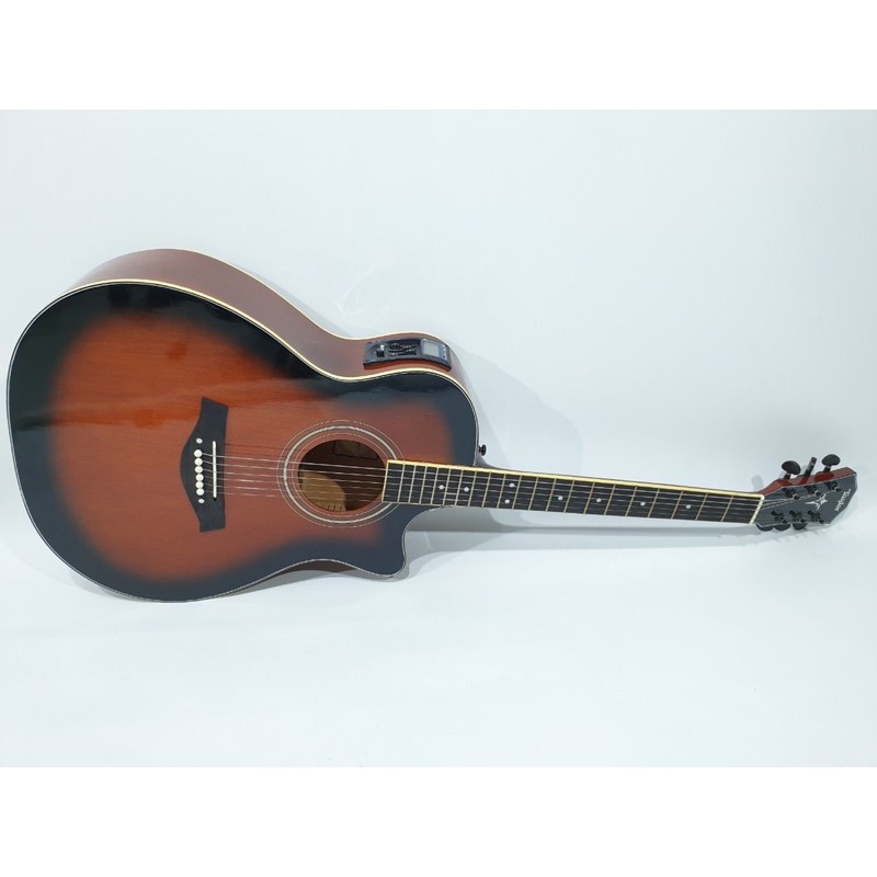 Gitar Akustik Elektrik Merk Taylor Sunburst Natural Jumbo Equalizer Tuner LC-PRENER Senar String