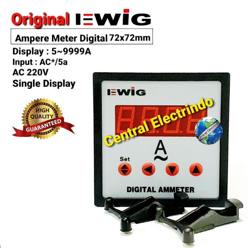 Ampere Meter Digital LED 72x72mm E294I Single Display EWIG.