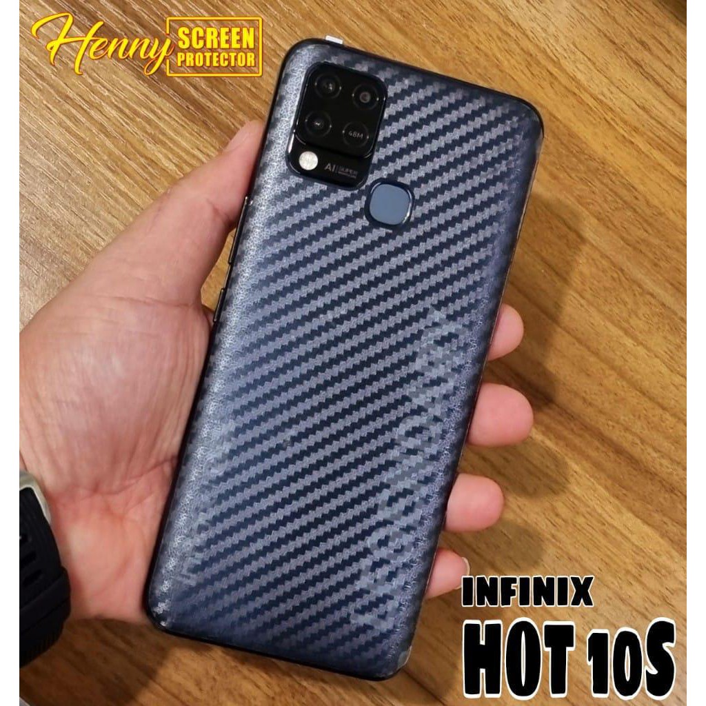 GARSKIN Sticker Carbon Infinix Hot 10s Hot 10 Skin Carbon Transparan Fiber Protection Back