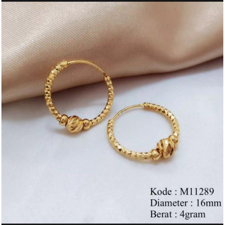 Anting bulat bola gold