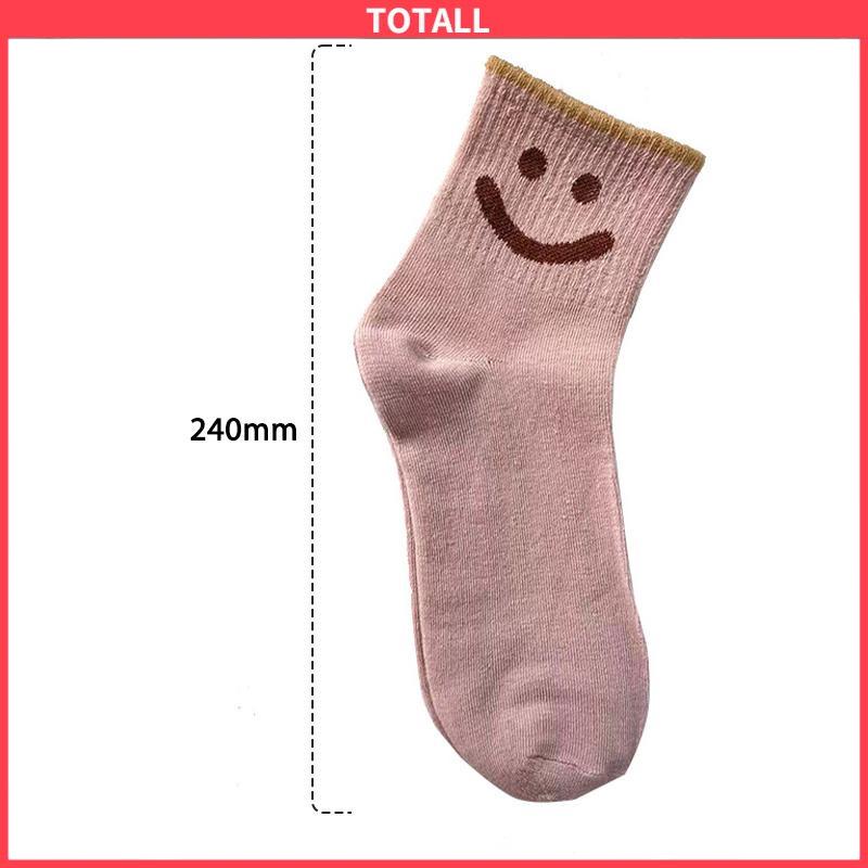 COD Kaus Kaki Wanita Mid-tube Cute Smiley College Style Kaus Kaki Trendi Musim Gugur Musim Dingin Musim Semi Musim Panas-Totall