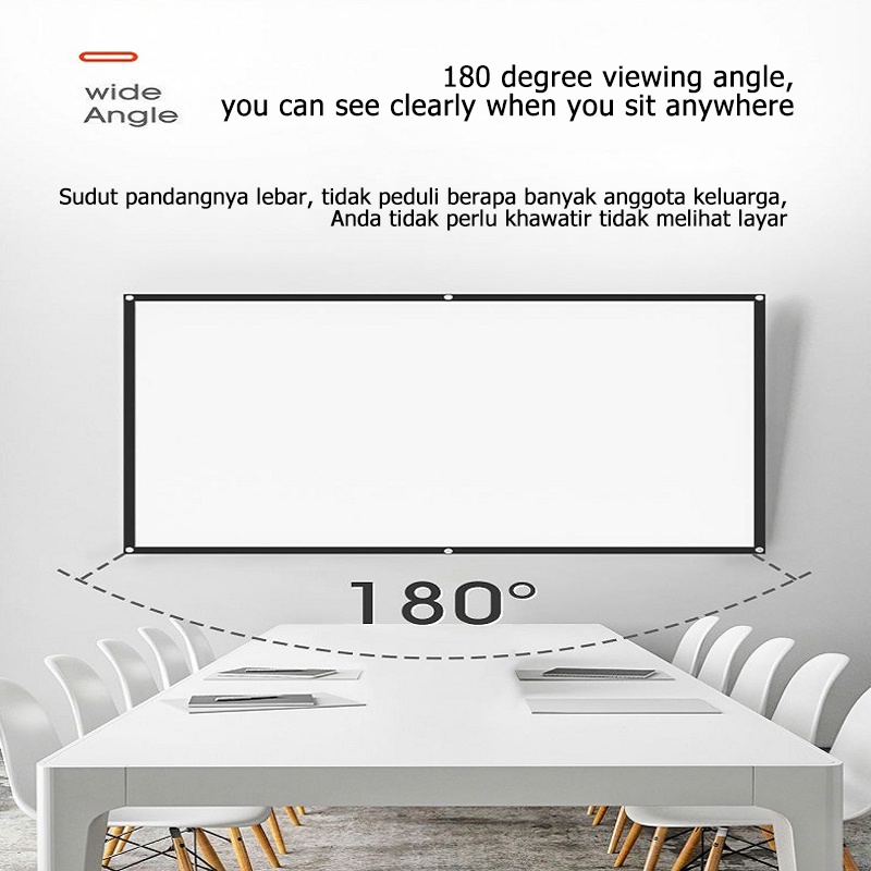 QIAOLET Layar Proyektor Dinding Wallscreen 100 inch Lipat HD 16: 9 Dilipat Screen Projector Portable Projector Screen For Z1/C500/Q1