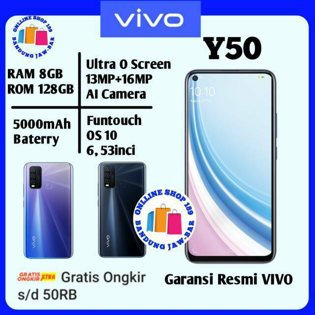 VIVO Y50 RAM 8GB/128GB NEW GARANSI RESMI VIVO INDONESIA