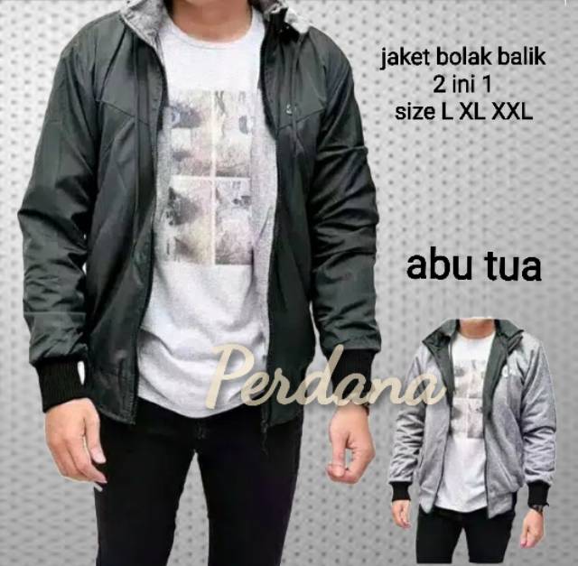 Jaket bomber parasit pria dc bolak balik jaket pria hodie zipper