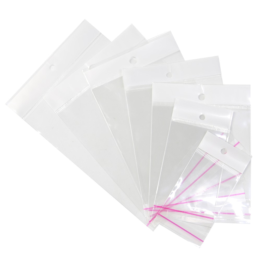 100kantong Plastik Penyimpanan Berperekat Disegel Transparan OPP Poly Packaging Bags 5x10.5cm-8x27cm