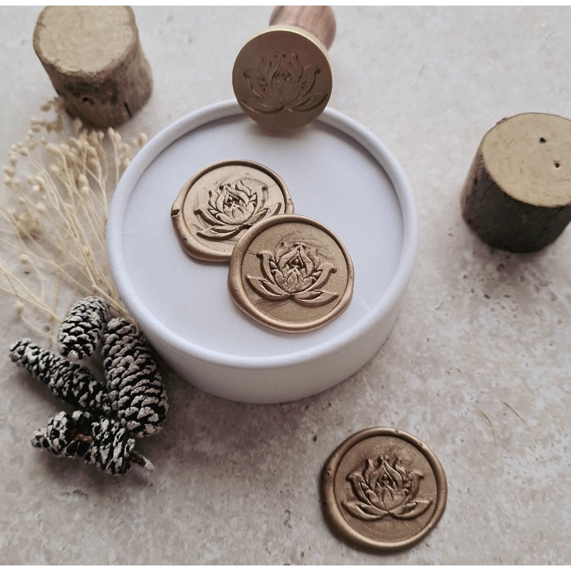 Orchid (Gold) - 1 Pcs Seal wax sticker instan siap pakai Coin segel surat segel undangan lilin vinta