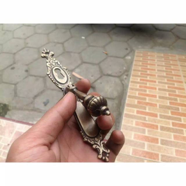 Handle / Tarikan Laci &amp; Kunci Gerobok Kuningan Antik