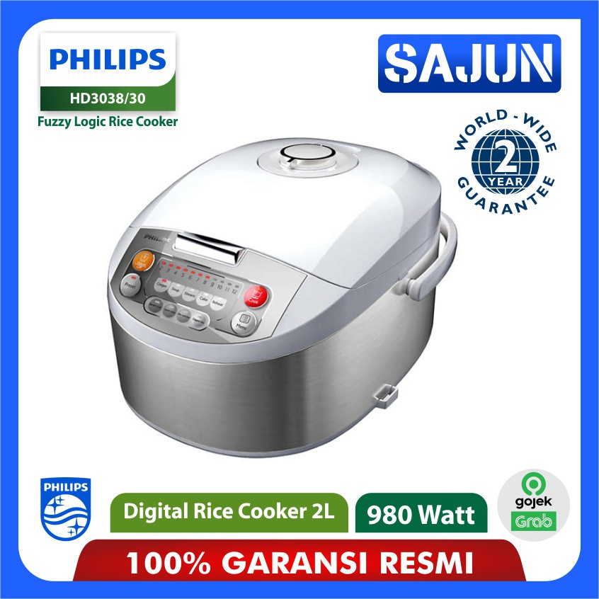 Rice Cooker Philips HD3038 Magic Com Fuzzy Logic Digital 1.8 Liter