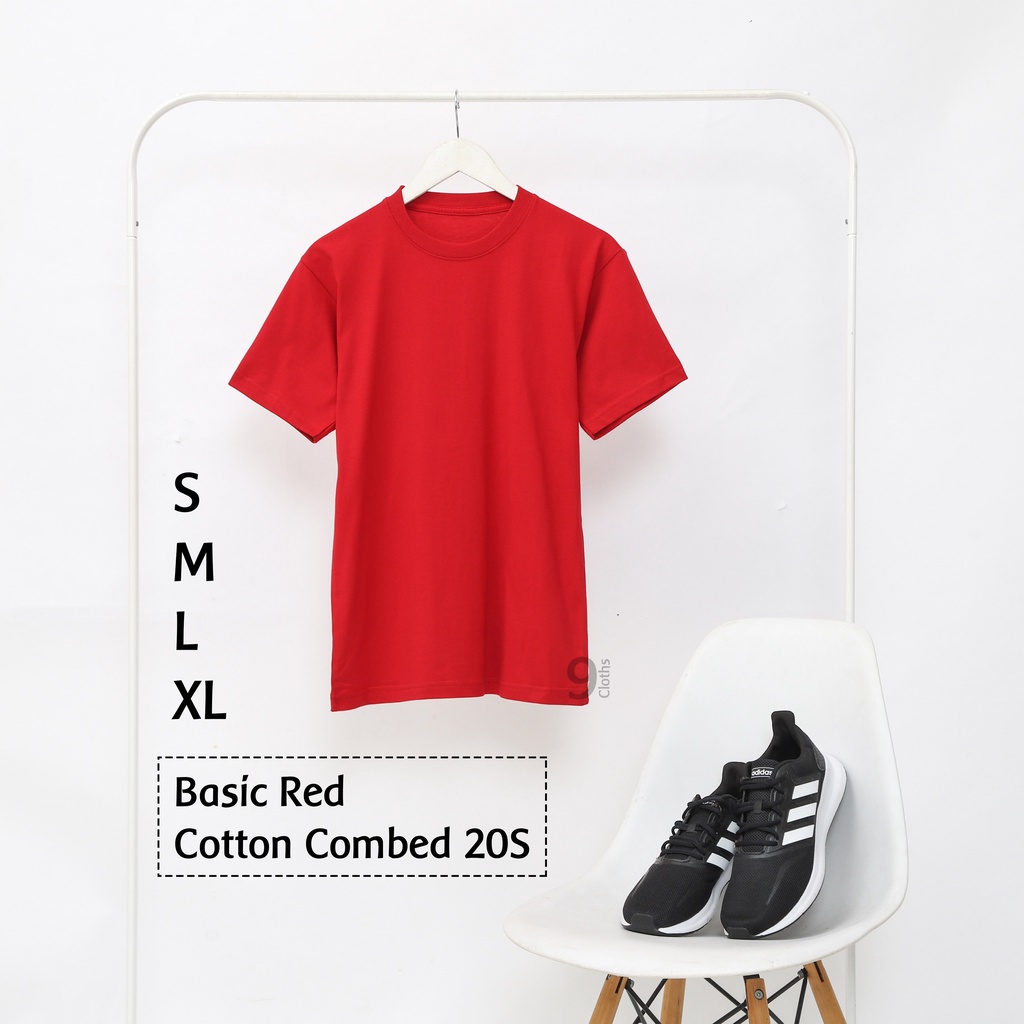 KAOS POLOS LENGAN PENDEK UNISEX COTTON COMBED 20S PREMIUM T-SHIRT-BASIC RED