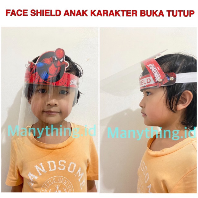 Face shield anak buka tutup / face shield karakter anak