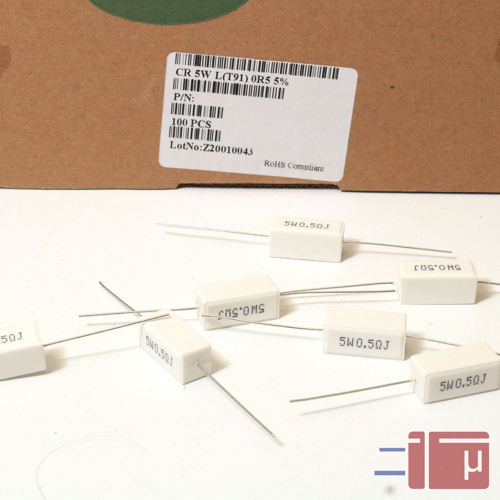 Resistor Kapur 0.5R 0.5 Ohm 5W Taiwan Kaki Tembaga