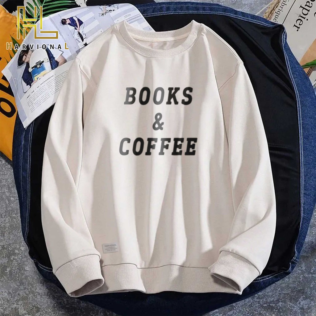 Parisdivarious Sweater Hoodie Sweatshirt Crewneck Books Coffe Bahan Fleece Size S - XXL (Pria &amp; Wanita)