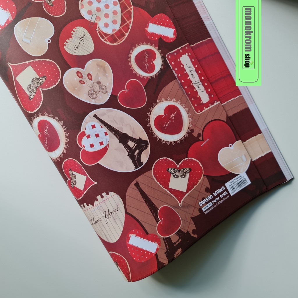Kertas Kado Sansan Wawa Motif Love Paris Merah Red - Wrapping Paper