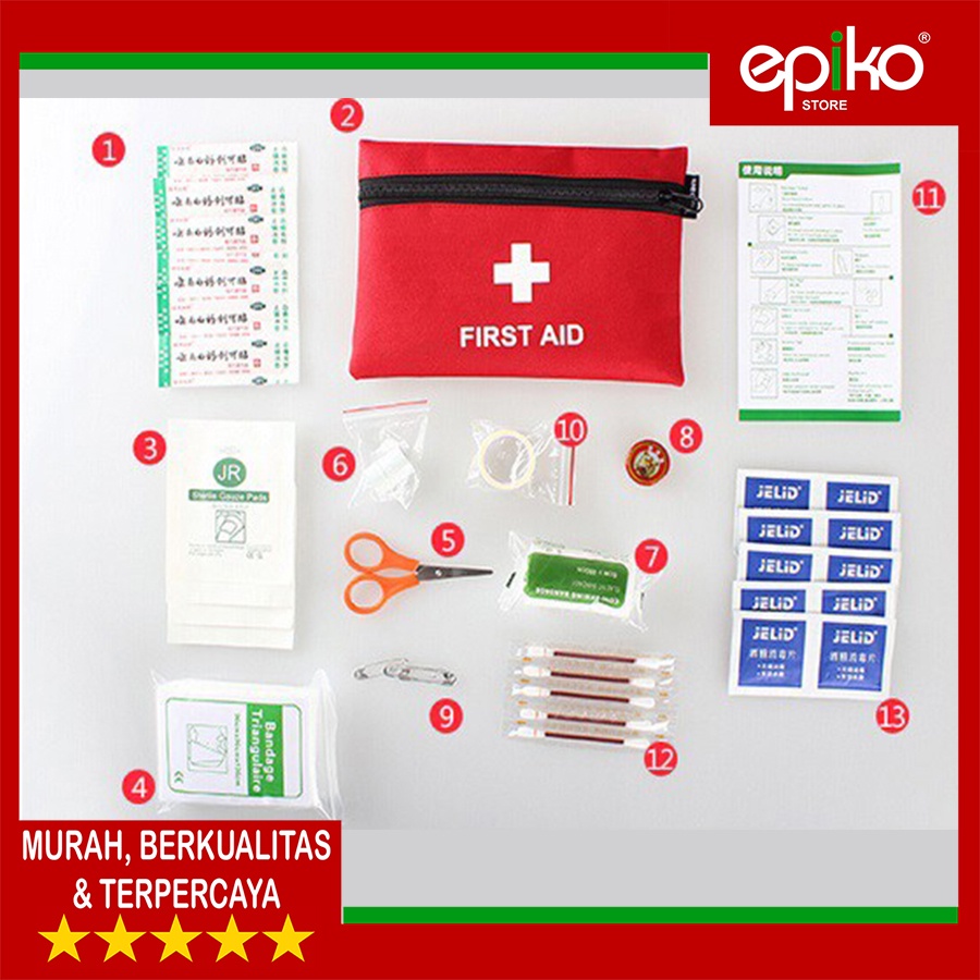 ALAT P3K PERTOLONGAN PERTAMA LENGKAP - Outdoor First Aid Kit 13 in 1