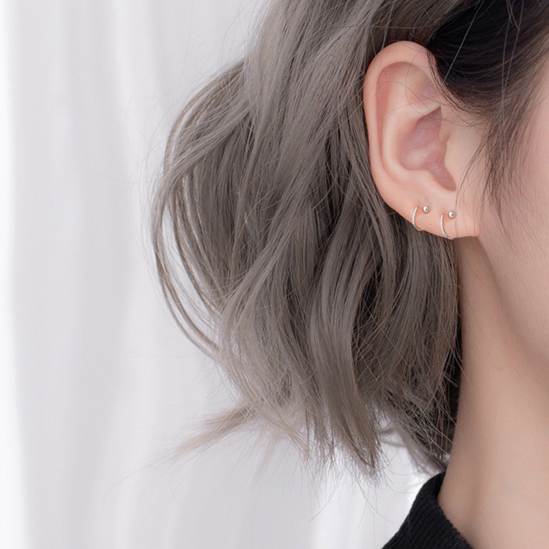 [ACKER] 1Pair 100% S925 Perak 1 Pasang Anting-Anting Lingkaran Kecil Helix Piercing Hoop Minimalis Hypoallergenic Untuk Wanita