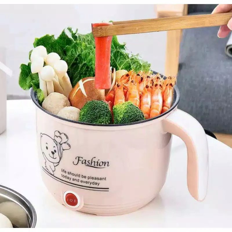 Panci Listrik Kukus Multifungsi 1.8 Liter | Panci Listrik Serbaguna Multifungsi 1.8L- Electric Cooker Pot Electric dry-fire | multifunction pot 18cm fashion bear | Panci Listrik AntiLengket | FMS