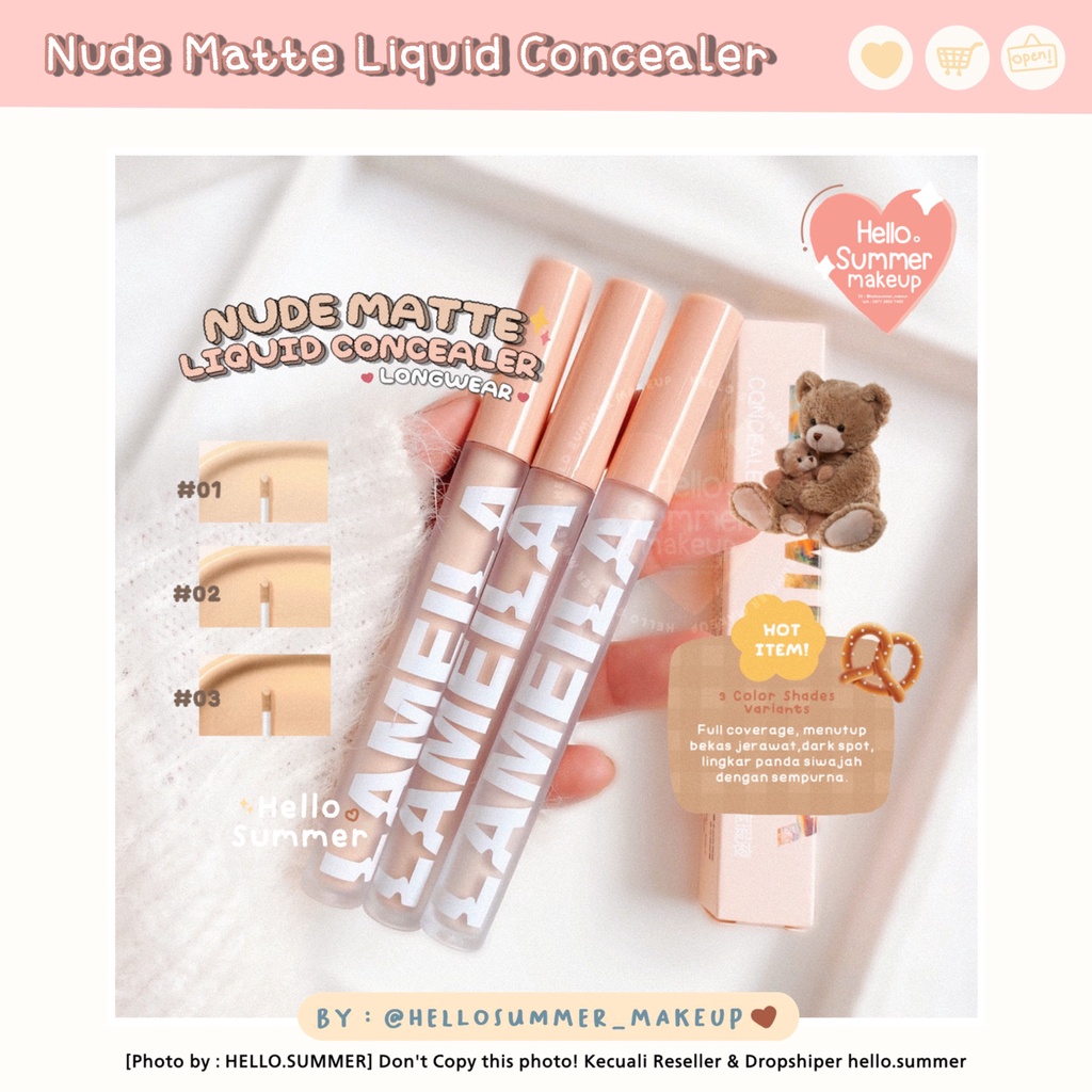 𝐋𝐈𝐐𝐔𝐈𝐃 𝐂𝐎𝐍𝐂𝐄𝐀𝐋𝐄𝐑 - Lameila Nude Matte Liquid Concealer Full Coverage Matte Finish