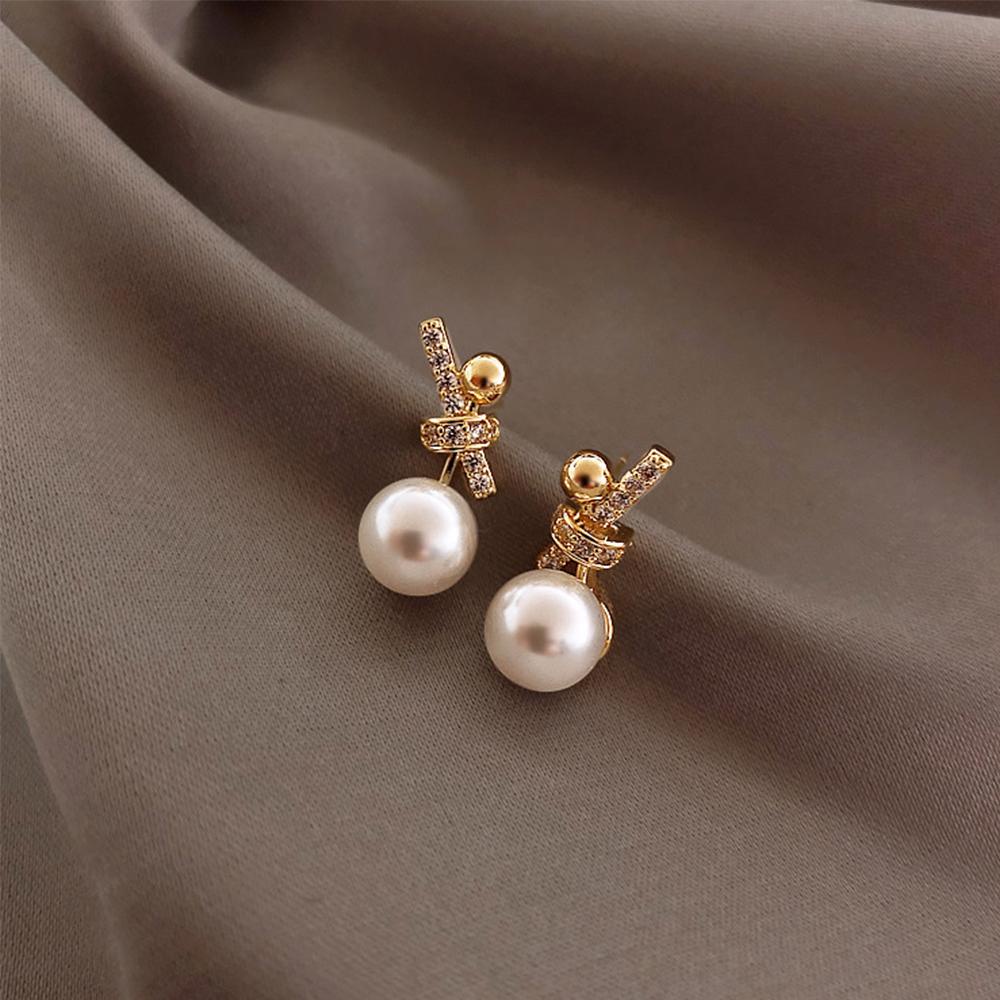 Needway   Anting Mutiara Wanita Wanita Elegan Fashion Perhiasan Temperamen Manis