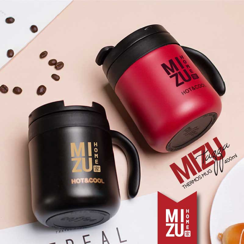 MIZU TAZZA Thermos Mug 400ml Hot & Cold Drinks 304 Stainless Steel Tumbler Cangkir Termos Stenles-5
