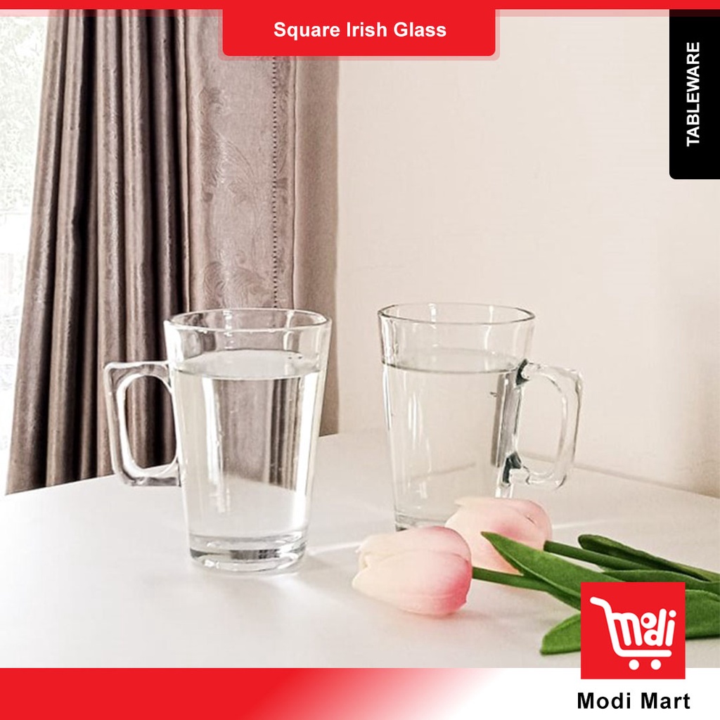 Square Irish Glass/Gelas Kaca Aesthetic/Gelas Kaca Unik Lucu/Gelas Cafe/Gelas Souvenir