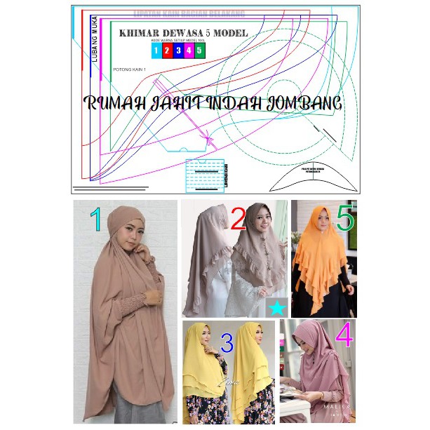 Pola Baju Pola Jilbab Dewasa 5 Model pola khimar pola jiplak