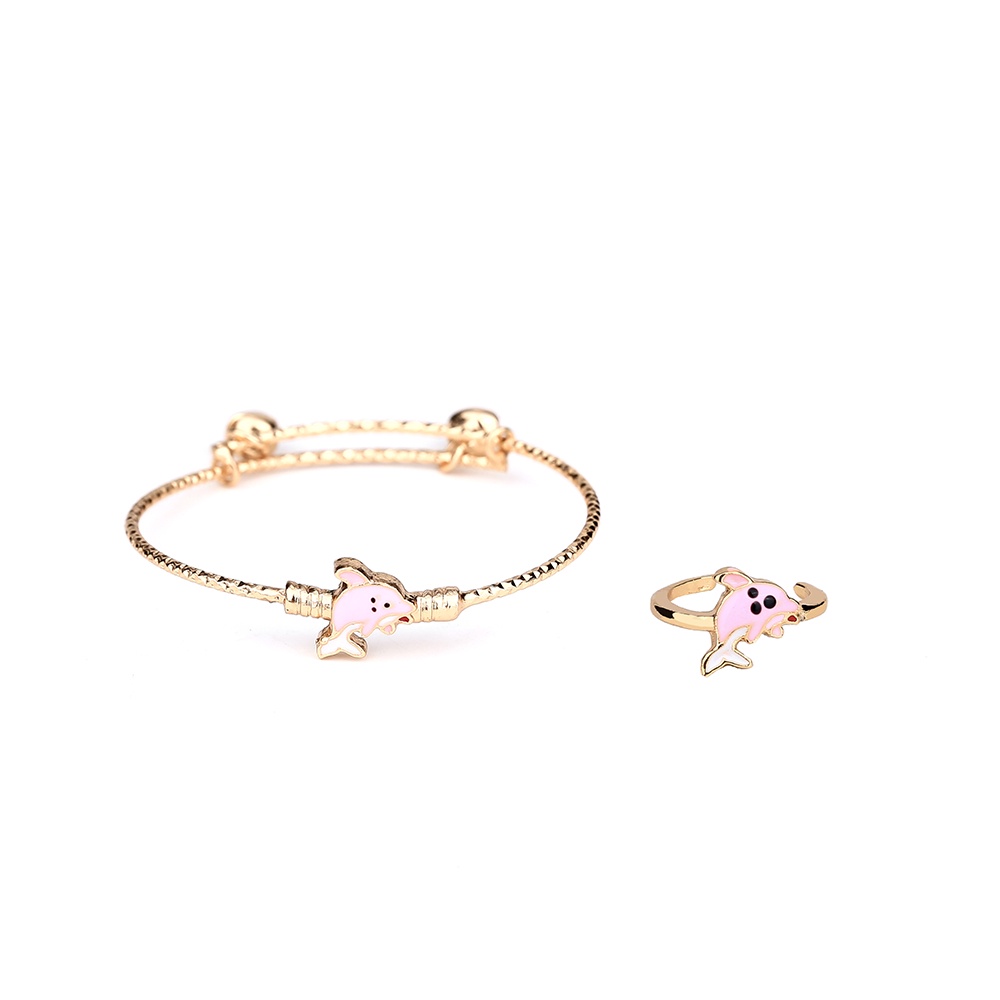 ✅COD Set perhiasan anak Kalung titanium rose gold gelang cincin anting titanium asesoris wanita murah D438