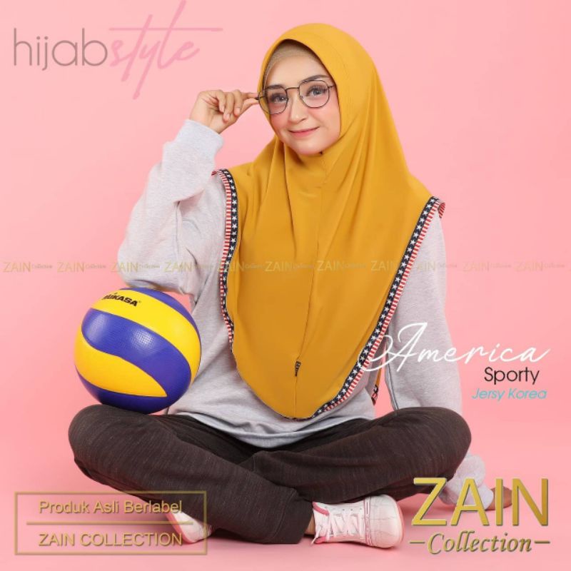 (Bisa Cod) Bergo Sporty America Original Zain Jersey Super 100% Real pic Hijab sporty olahraga-2