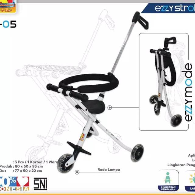 Ezzy Baby Stroller Roda 3 Portable Kursi Dorong Bayi Lipat Kereta Anak