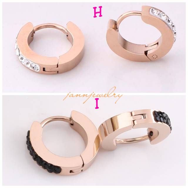Anting Titanium Jepit Permata Zircon Fashion Anti Karat &amp; Alergi MYG-238