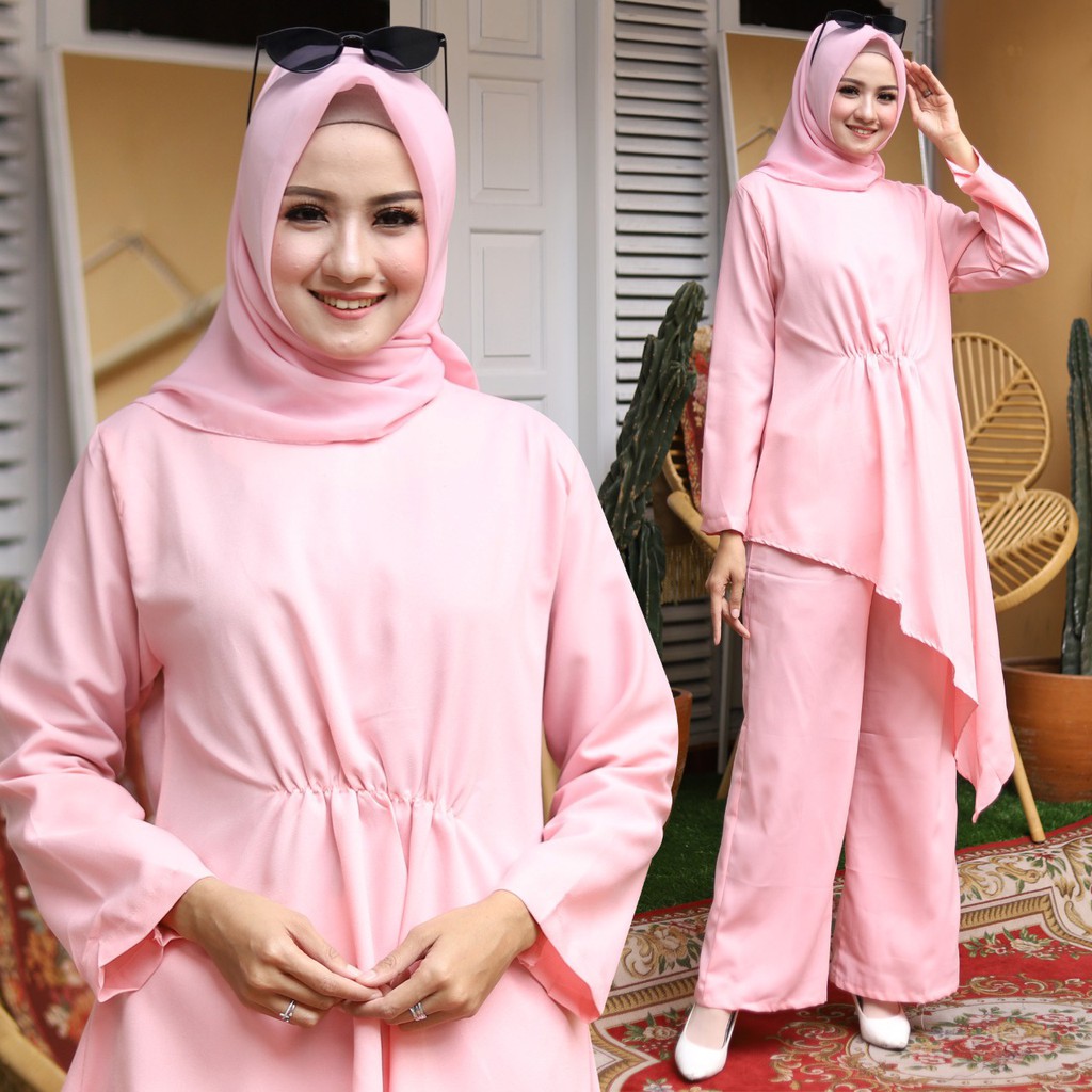 HOPYLOVY - Setelan Wanita Polos Model Terbaru Desy