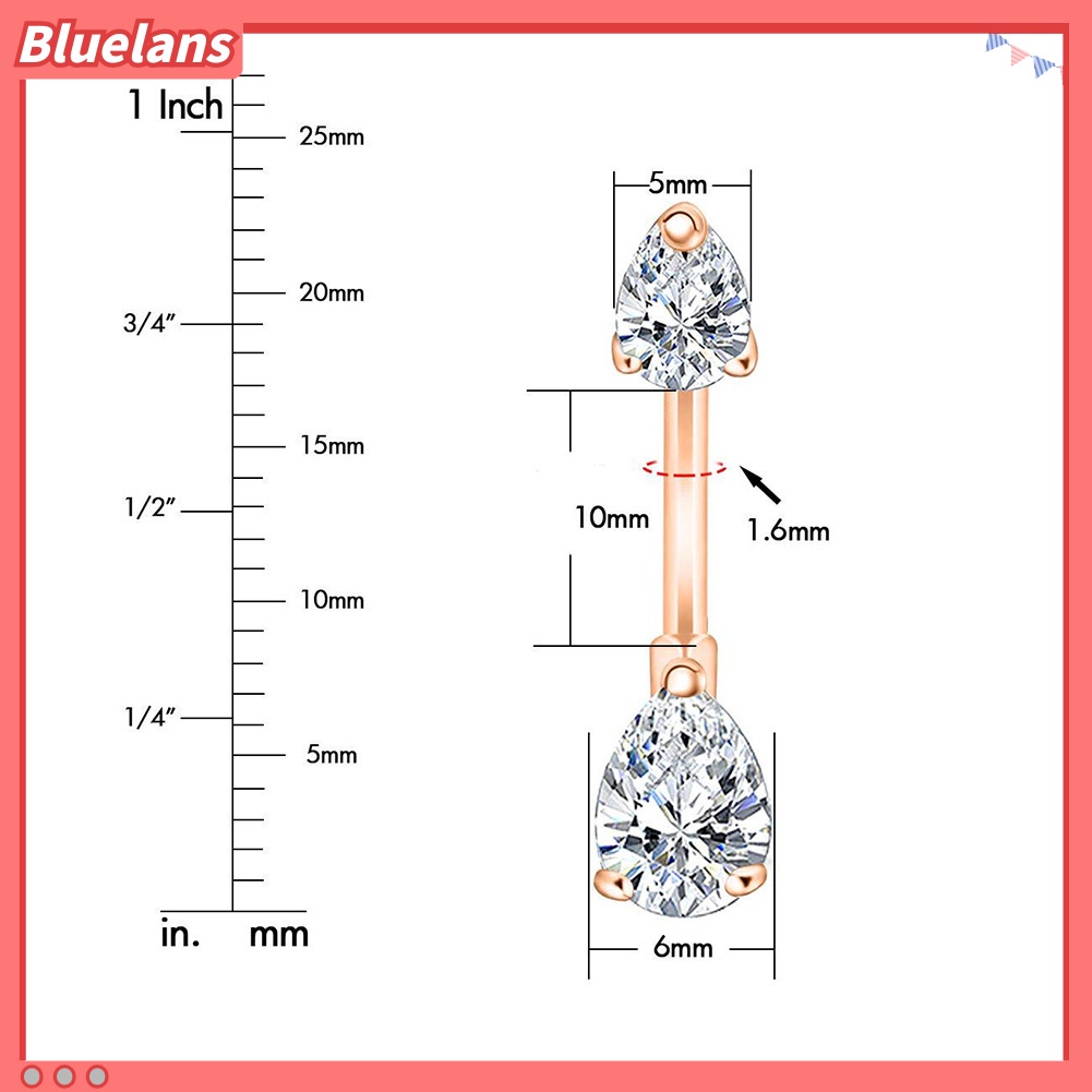 Bluelans 1Pc Women Cubic Zirconia Inlaid Stainless Steel Piercing Belly Button Navel Ring