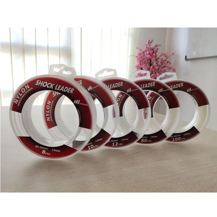 Senar Leader Maguro Nylon Shock Leader 100m 8 lbs 10 lbs 12 lbs 15 lbs 20 lbs 30 lbs 40 lbs 50 lbs 6