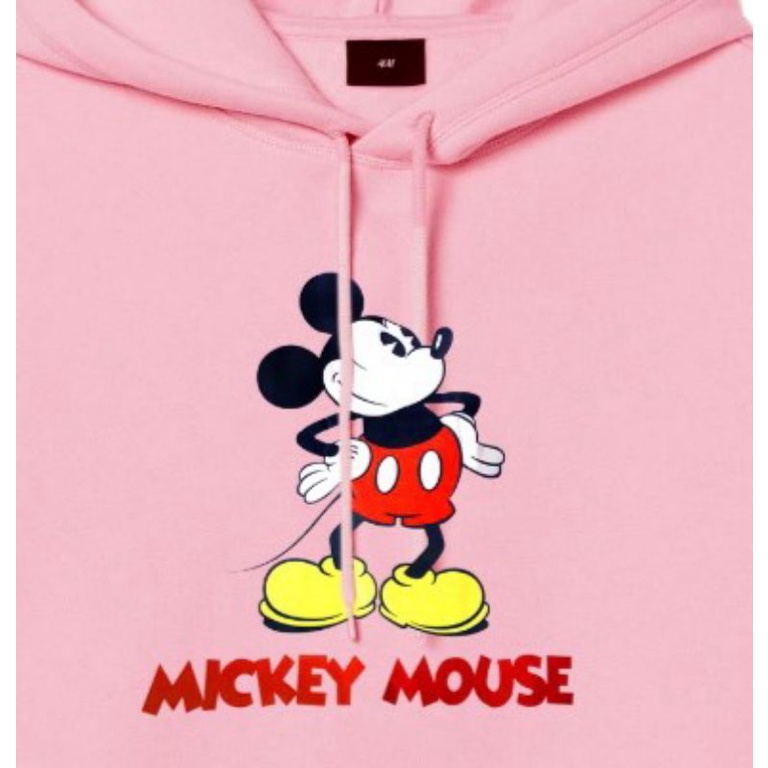 Hoodie Jaket Mickey Mouse Pink Character Oversize Lucu Couple Pria Wanita HnM