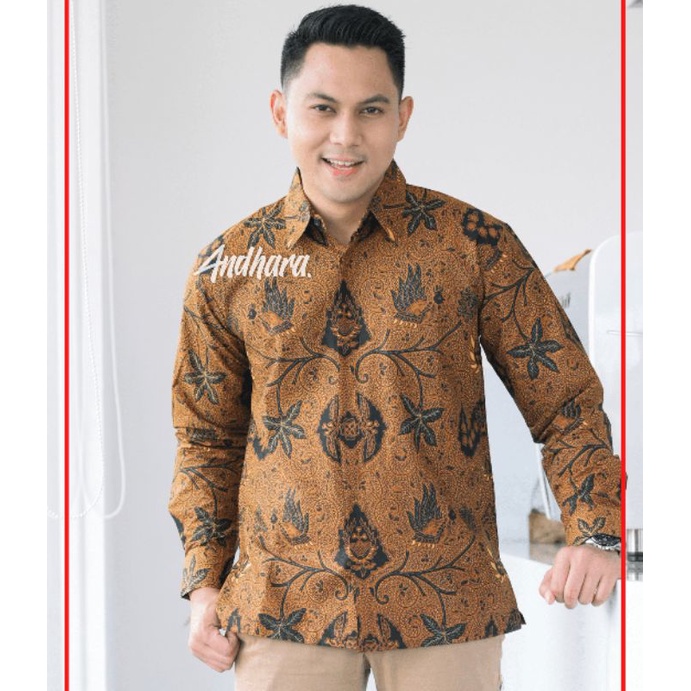 Kemeja Batik Pria Lengan Panjang Kasual Slimfit Premium Jumbo Modern WAHYU SOGAN1