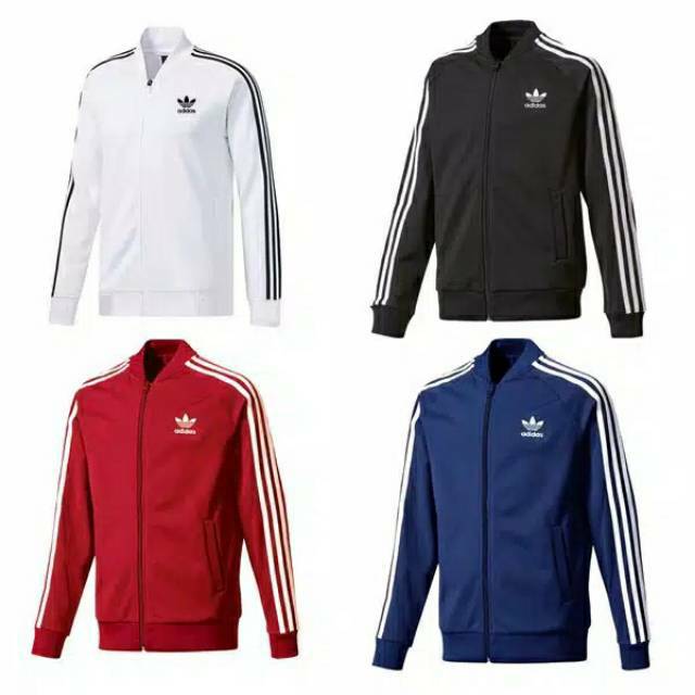 Jaket Adidas BIG SIZE S,M,L,XL,2XL,3XL,4XL,5XL Tracktop Firebird pria - Hitam Strep putih FLECE