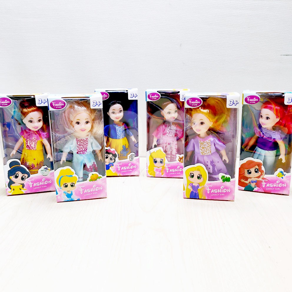 Boneka Berbie Mini Fashion Princess 049 Belle Cinderella Snow White Auora Rapunzel Ariel