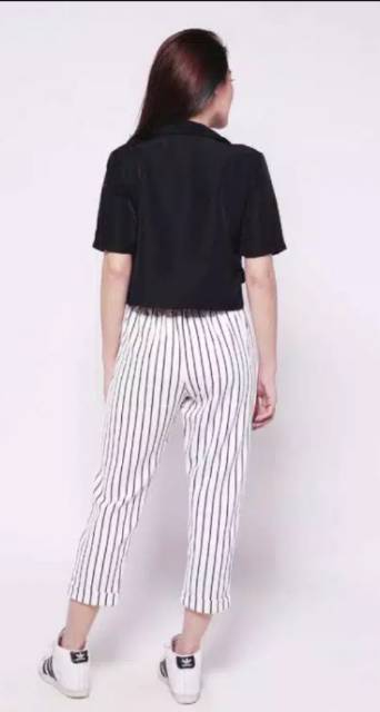 Celana Stripe Editor pants/Baggy pants strip/Celana salur scuba