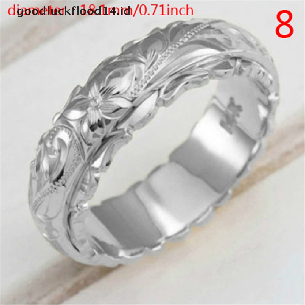 [OOID] Exquisite Womens 14k Gold Ring Hang Engraved Flower Ring Anniversary Gifts ID